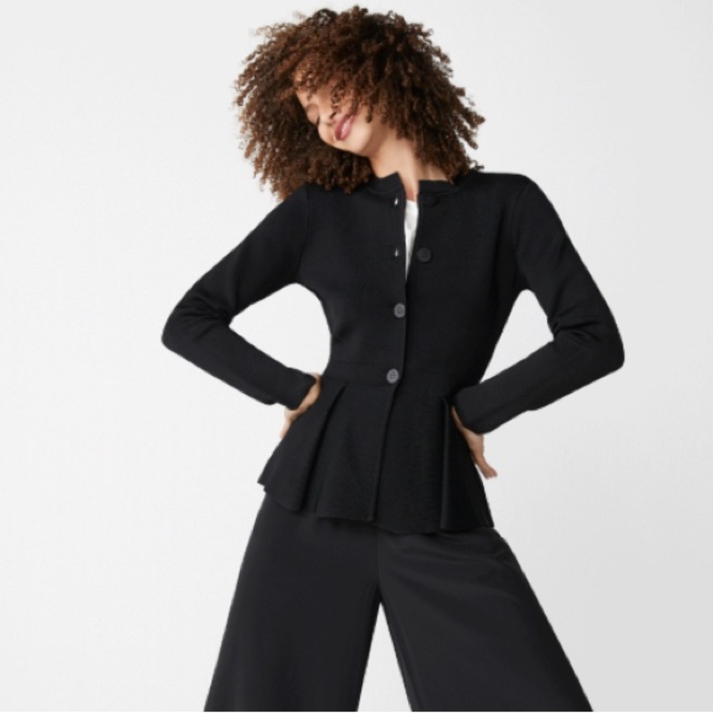 THE FOLD 🖤 ‘Drayton’ Peplum Button Up Sweater Jacket